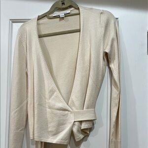 Diane Von Furstenberg Ballerina Style Wrap Around Style Cream Wrap Sweater